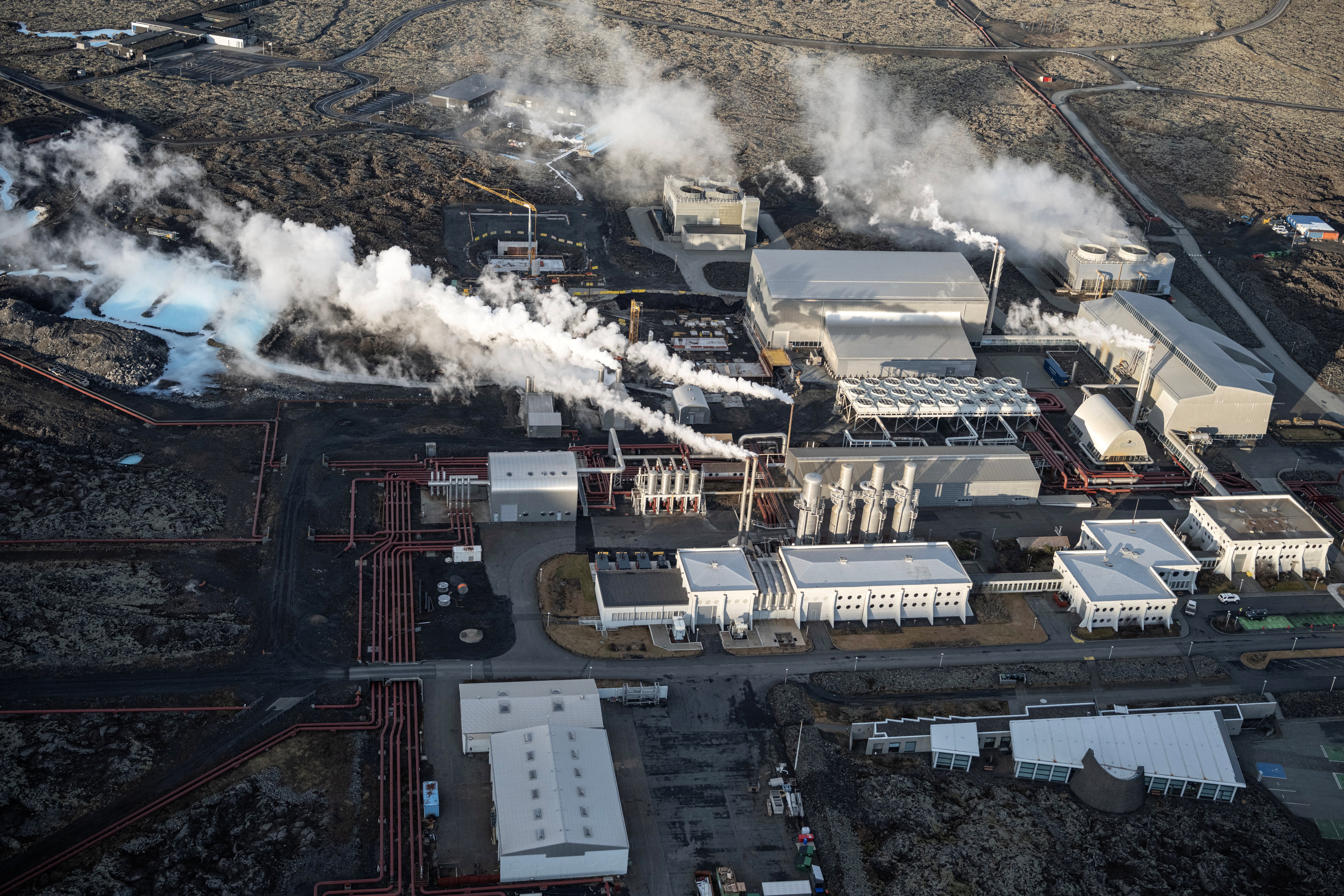 The Svartsengi geothermal power plant near the evacuated town of Grindavik