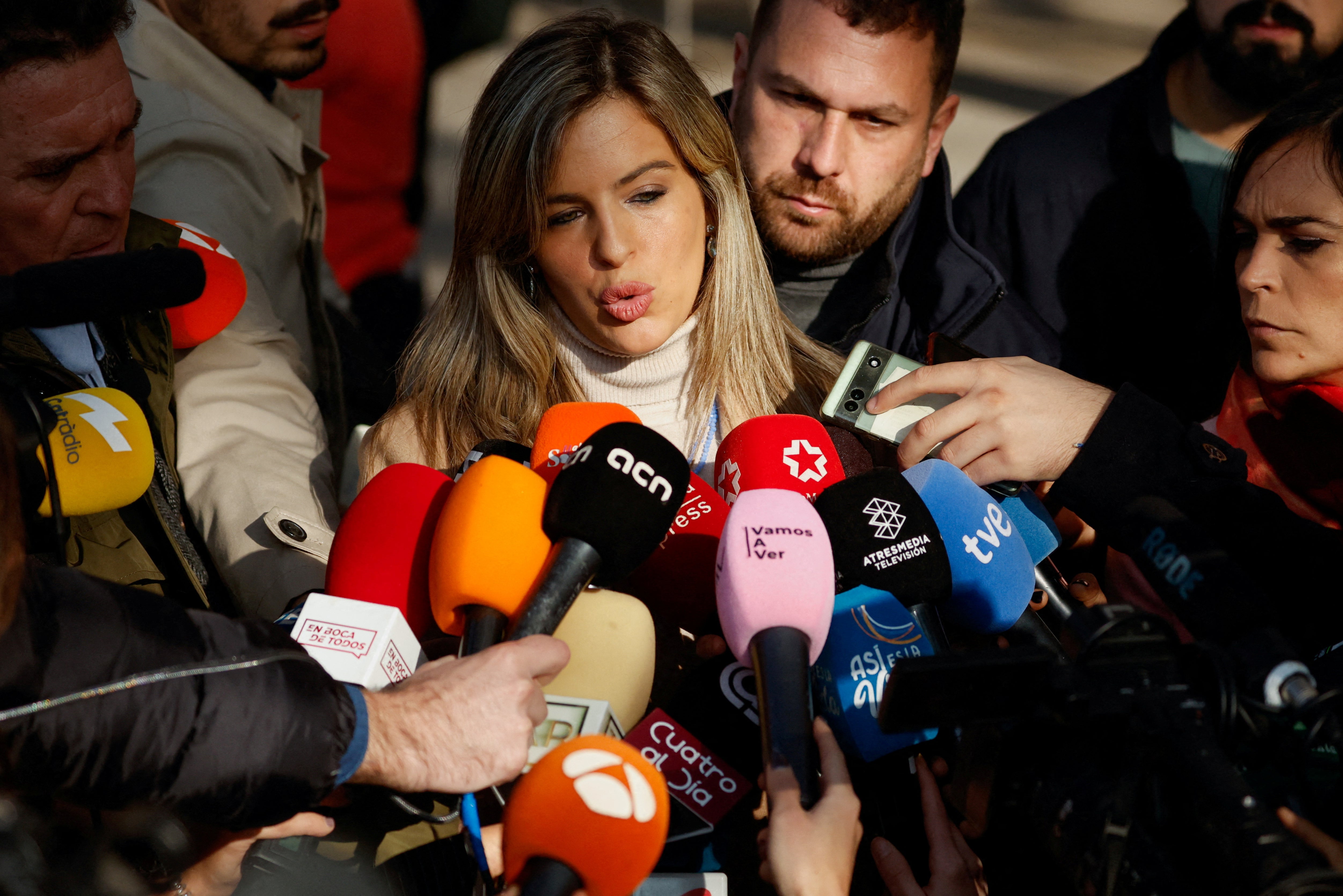 Lawyer of Colombian singer Shakira, Miriam Company speaks to the media