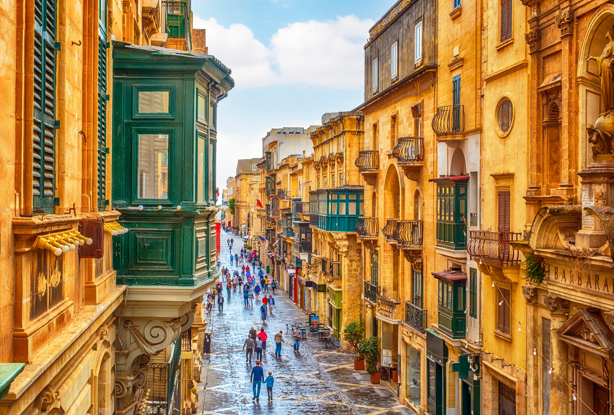 Valletta’s 1km long main street runs from the city gates to Fort St Elmo