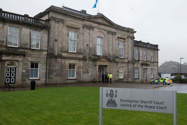 Jonathan Barton is standing trial at Dumbarton Sheriff Court (John Linton/PA)