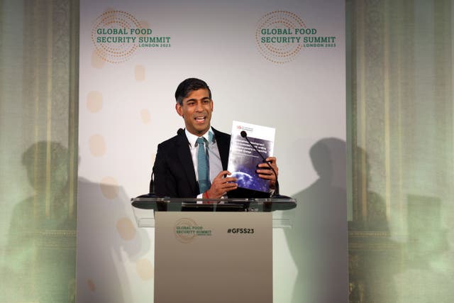 Prime Minister Rishi Sunak opens the Global Food Security Summit in London (Dan Kitwood/PA)
