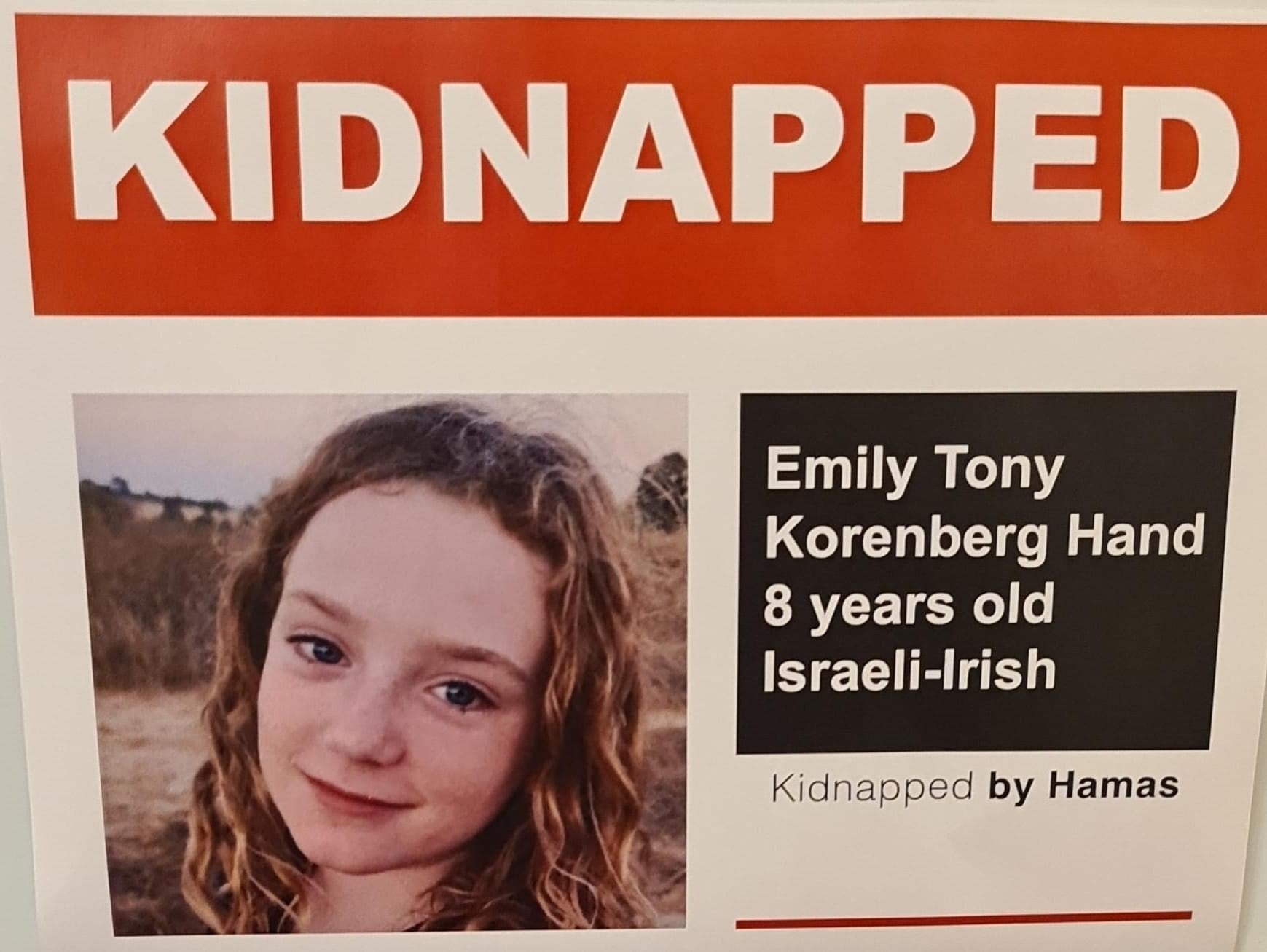 Emily Hand, 9, kidnapped from Kibbutz Be’eri and taken to Gaza by Hamas