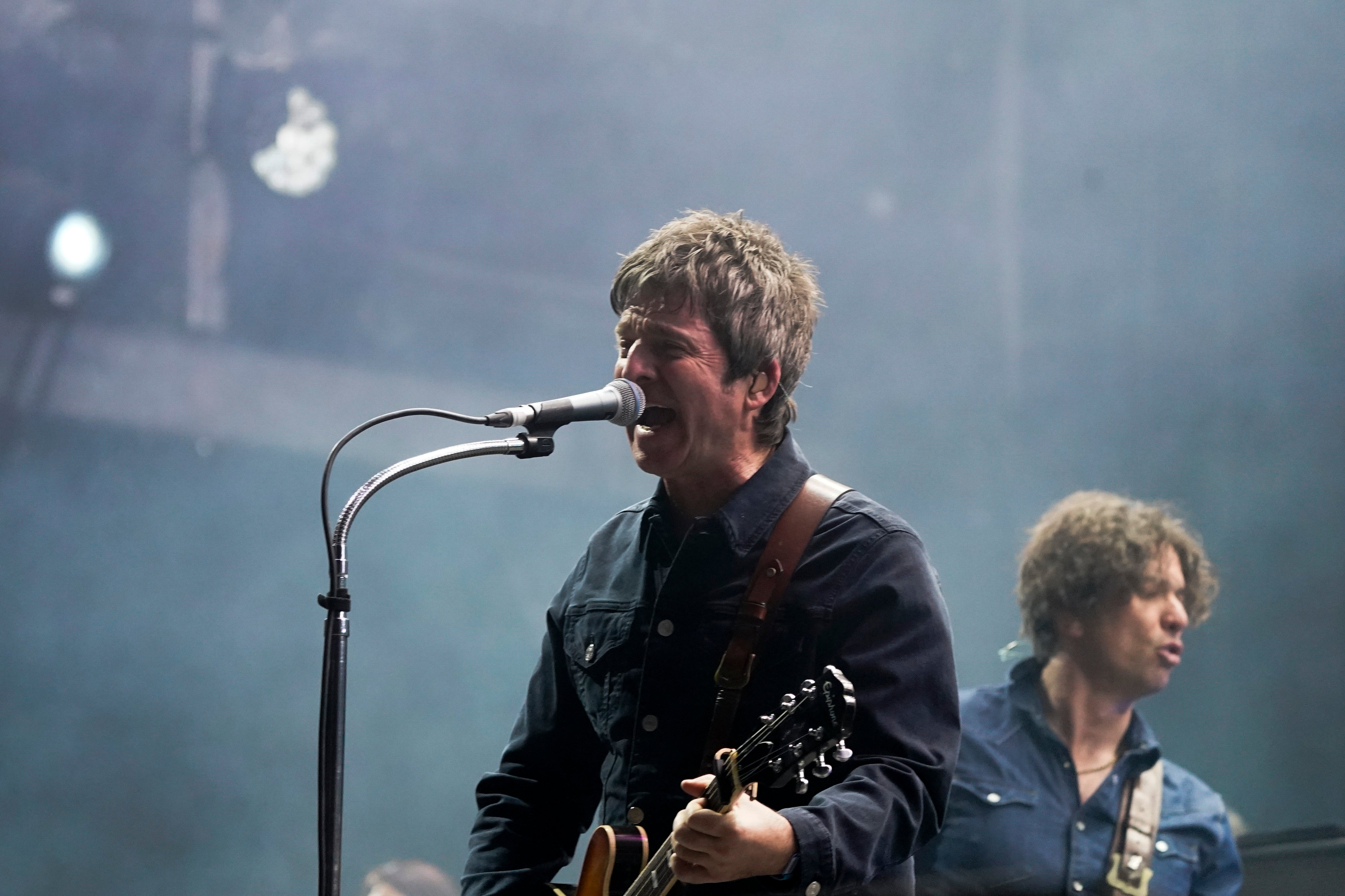 Noel Gallagher performing with his band the High Flying Birds