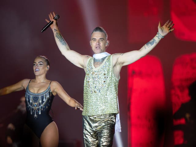 <p>Singer Robbie Williams in concert at the Sandringham Estate in Norfolk</p>