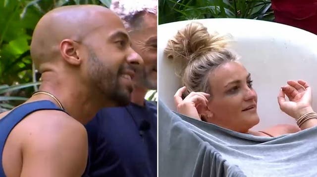 <p>I’m A Celebrity’s Marvin Humes serenades Jamie Lynn Spears as she takes a bath.</p>