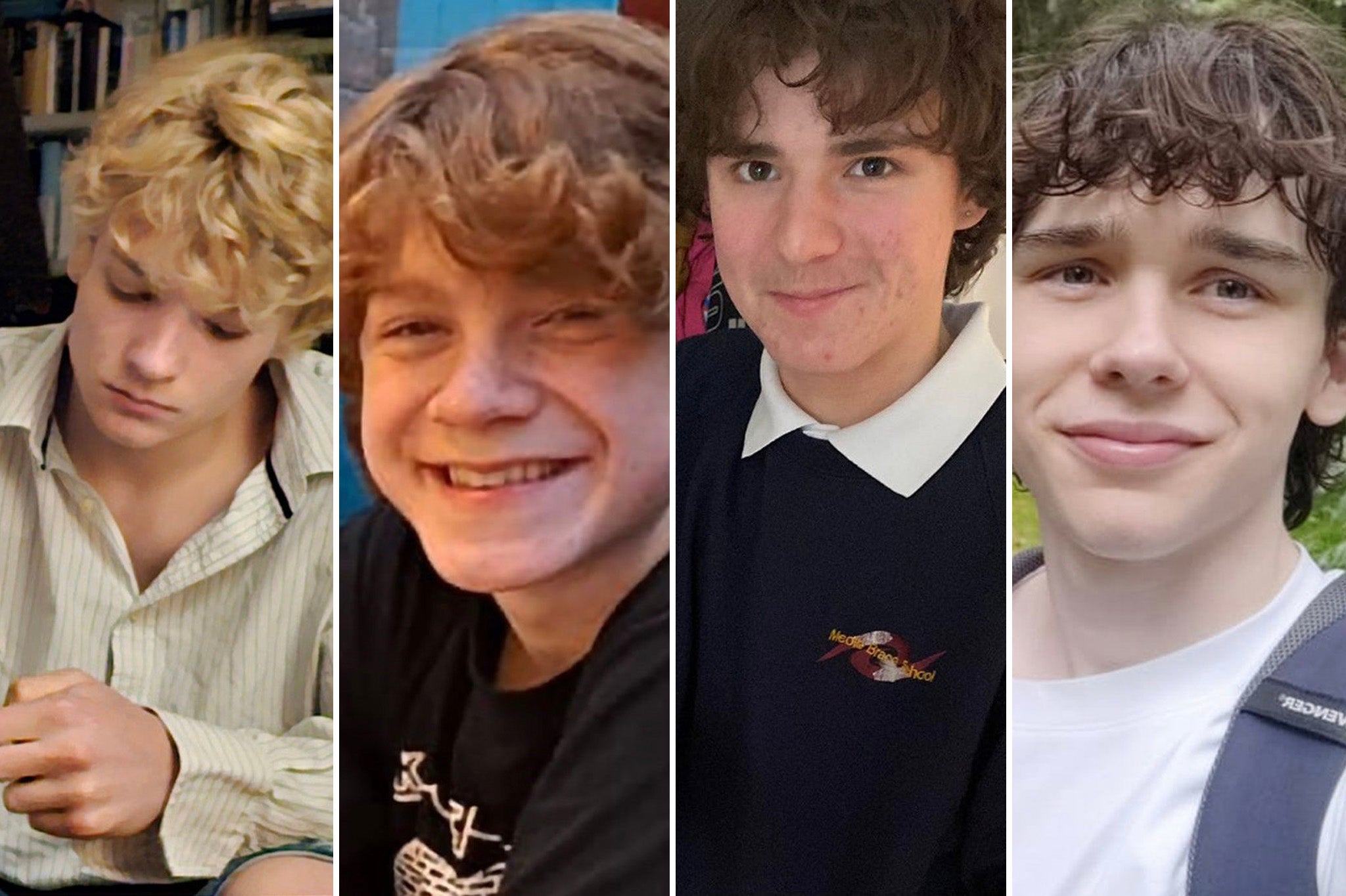 The four teenagers from left to right; Jevon Hirst, Wilf Fitchett, Harvey Owen and Hugo Morris
