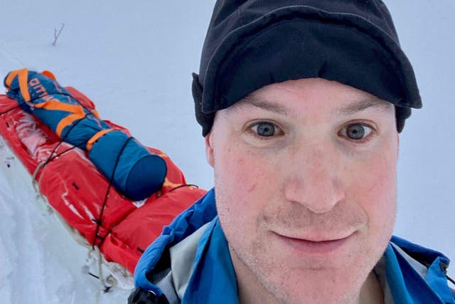 Sam Cox is attempting to ski solo across Antarctica (Sam Cox/PA)