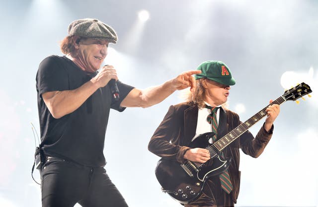 <p>Brian Johnson and Angus Young of AC/DC</p>