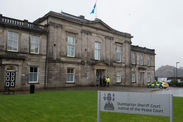 The trial is taking place at Dumbarton Sheriff Court (John Linton/PA)