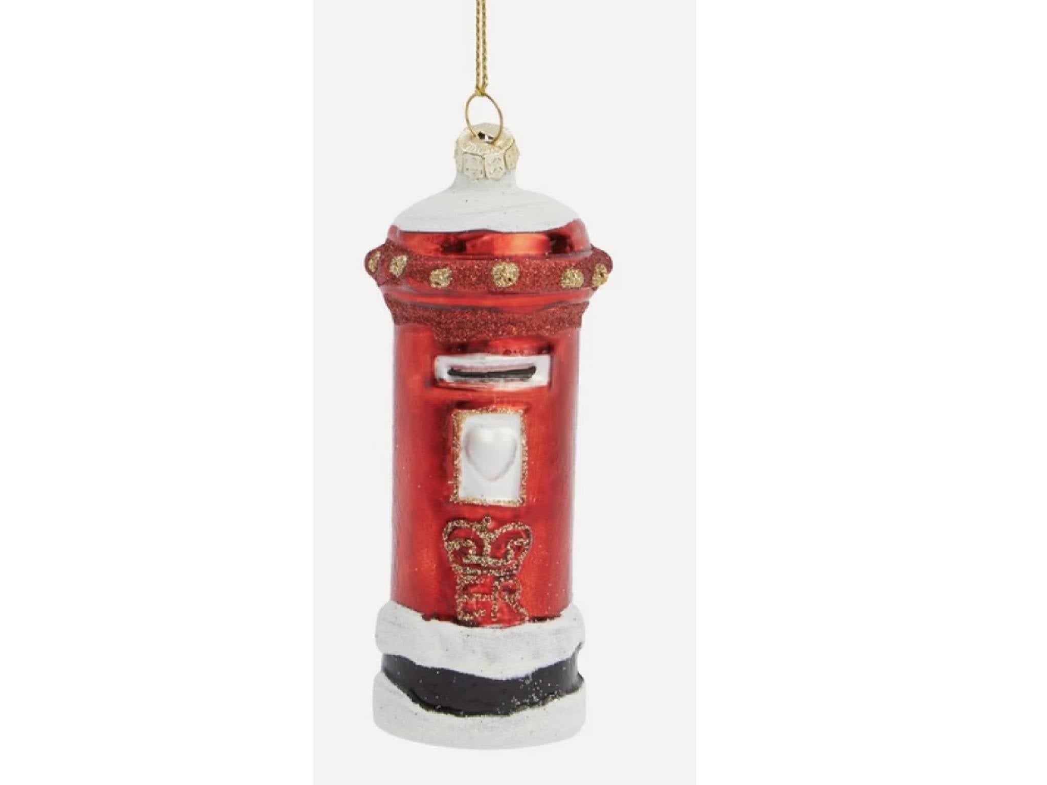 Liberty red postbox glass tree ornament