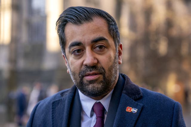 First Minister Humza Yousaf led calls for a ceasefire in Gaza in the Scottish Parliament. (Jane Barlow/PA)