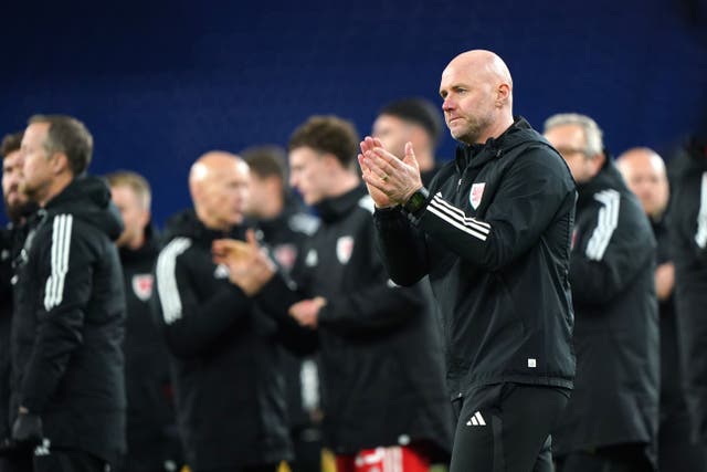 Wales manager Rob Page applauds the fans following their 1-1 European Championship qualifying draw against Turkey (Joe Giddens/PA)