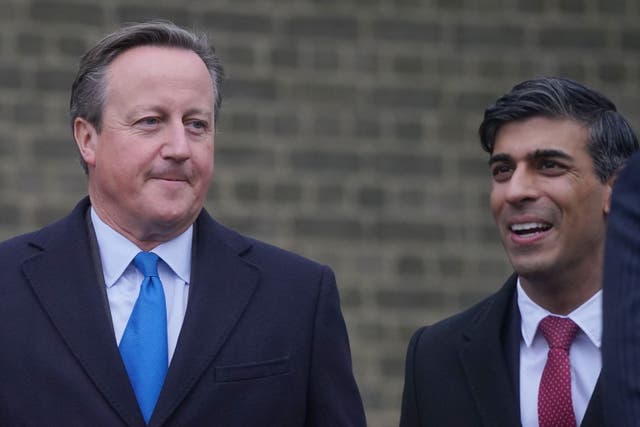 <p>Foreign secretary Lord Cameron and Rishi Sunak</p>