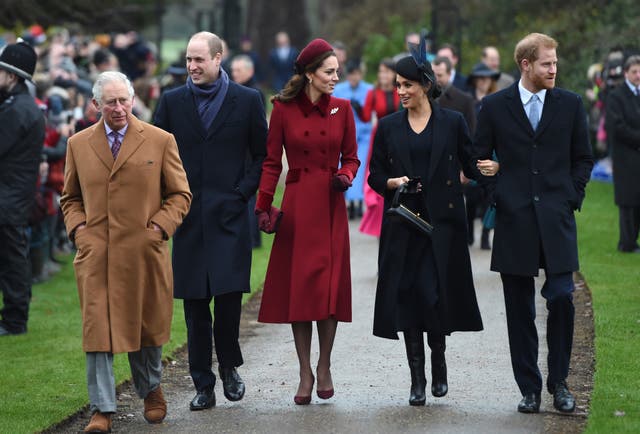 <p>Harry and Meghan at St Mary Magdalene Church in Sandringham for Christmas service in 2018  </p>