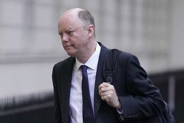 Chief medical officer Sir Chris Whitty arrives to give a statement to the UK Covid-19 Inquiry at Dorland House in London (PA)