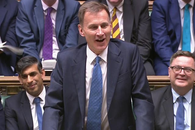 <p>Chancellor Jeremy Hunt delivers his autumn statement in the House of Commons (House of Commons/UK Parliament/PA)</p>