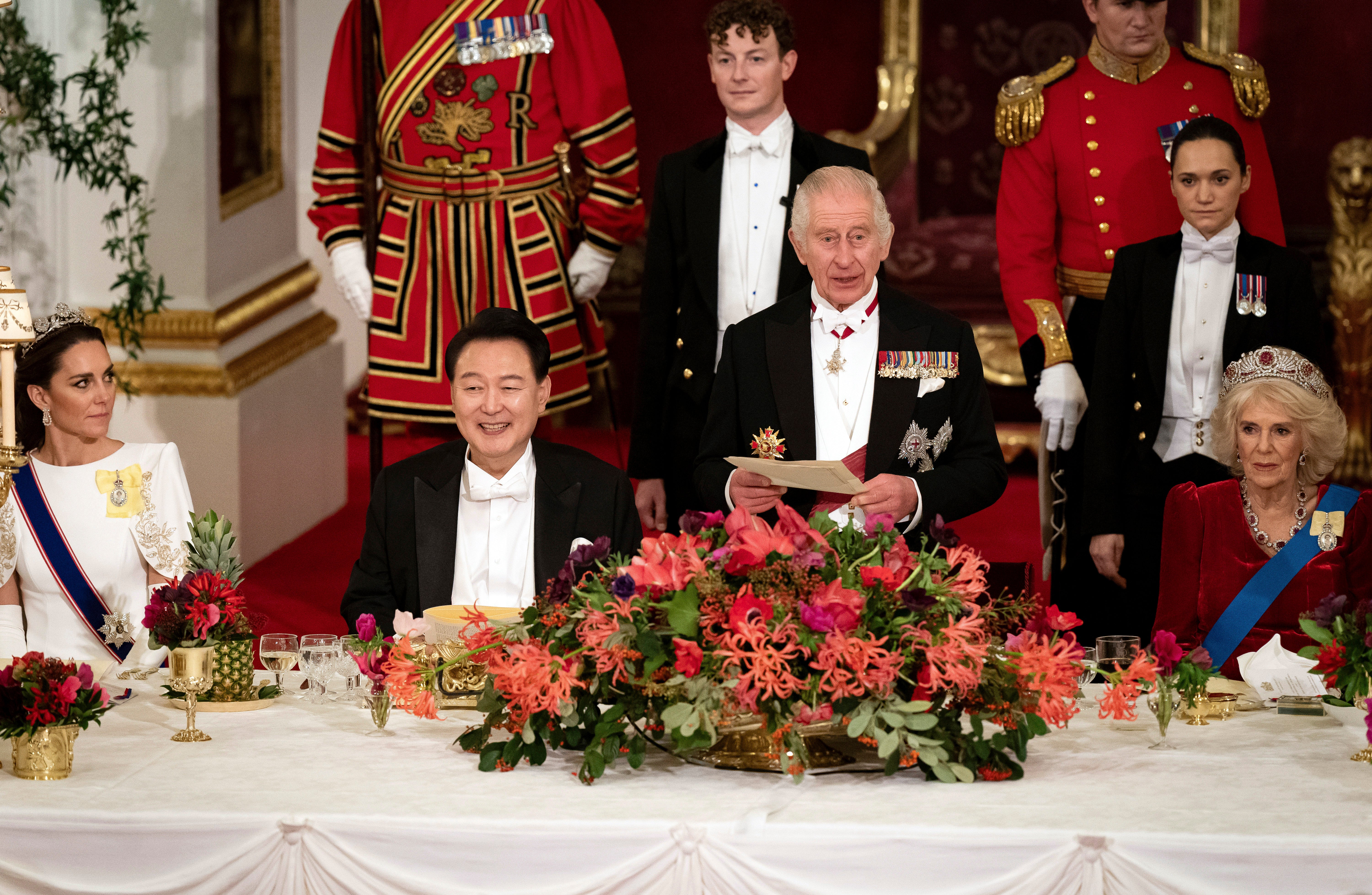 south korean, king charles iii, royal family share behind-the-scenes footage of lavish banquet for south korean president