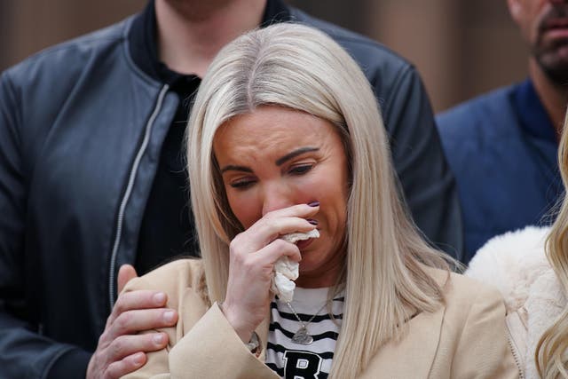 Ashley Dale’s mother Julie Dale listens as a statement is read out on her behalf outside Liverpool Crown Court (Peter Byrne/PA)