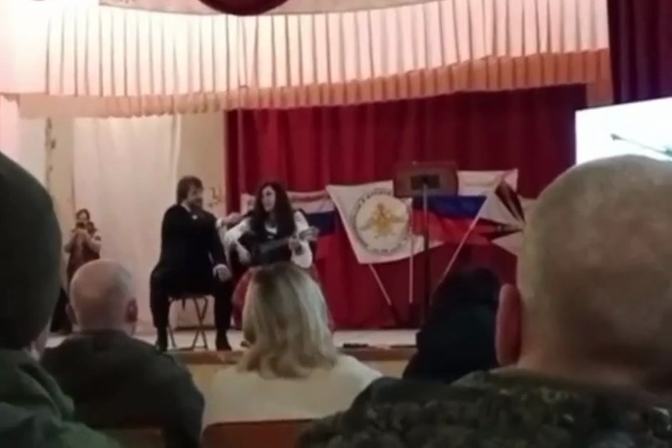 Footage circling on Telegram purported to show Polina Menshikh singing moments before a missile struck the concert hall