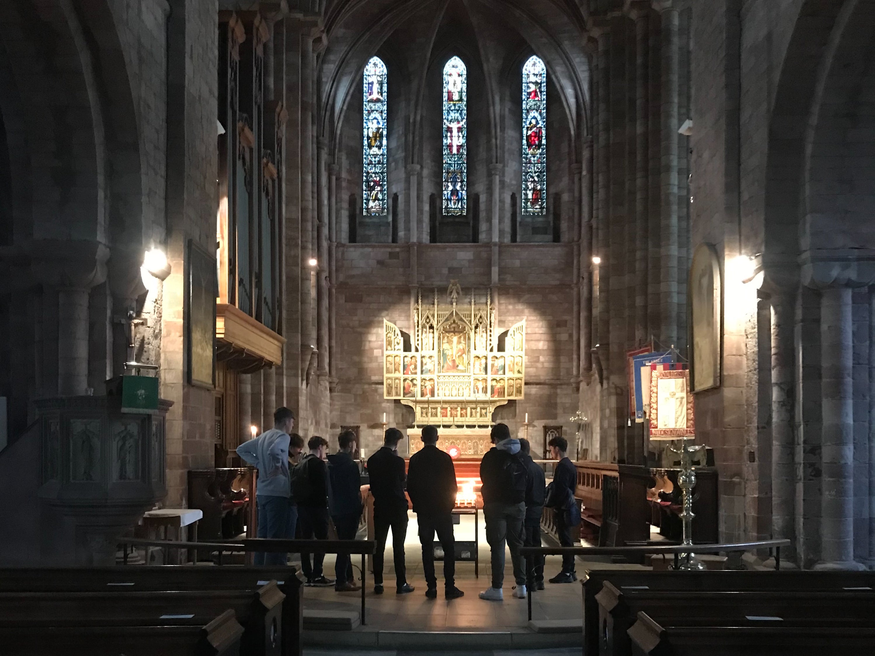 Students gather in remembrance of the four teenagers at Shrewsbury Abbey