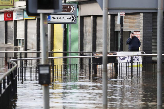Downpatrick was among the places flooded (Peter Morrison/PA)