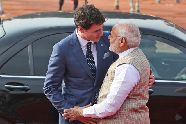 <p>A 2018 file photo shows Indian prime minister Narendra Modi with Justin Trudeau </p>