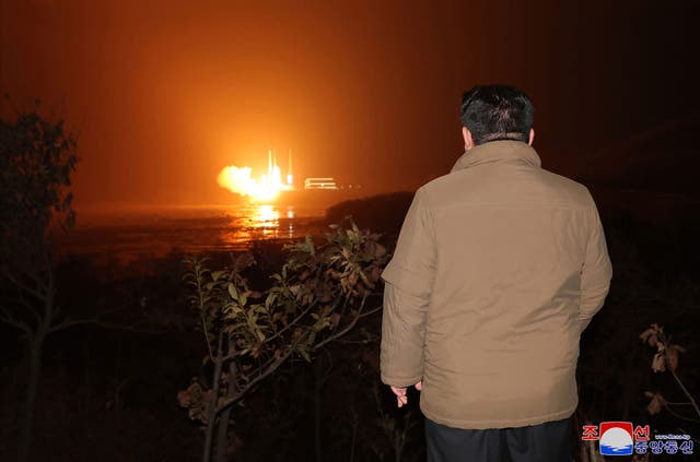 <p>Kim Jong Un inspecting the launch of a rocket carrying the reconnaissance satellite </p>