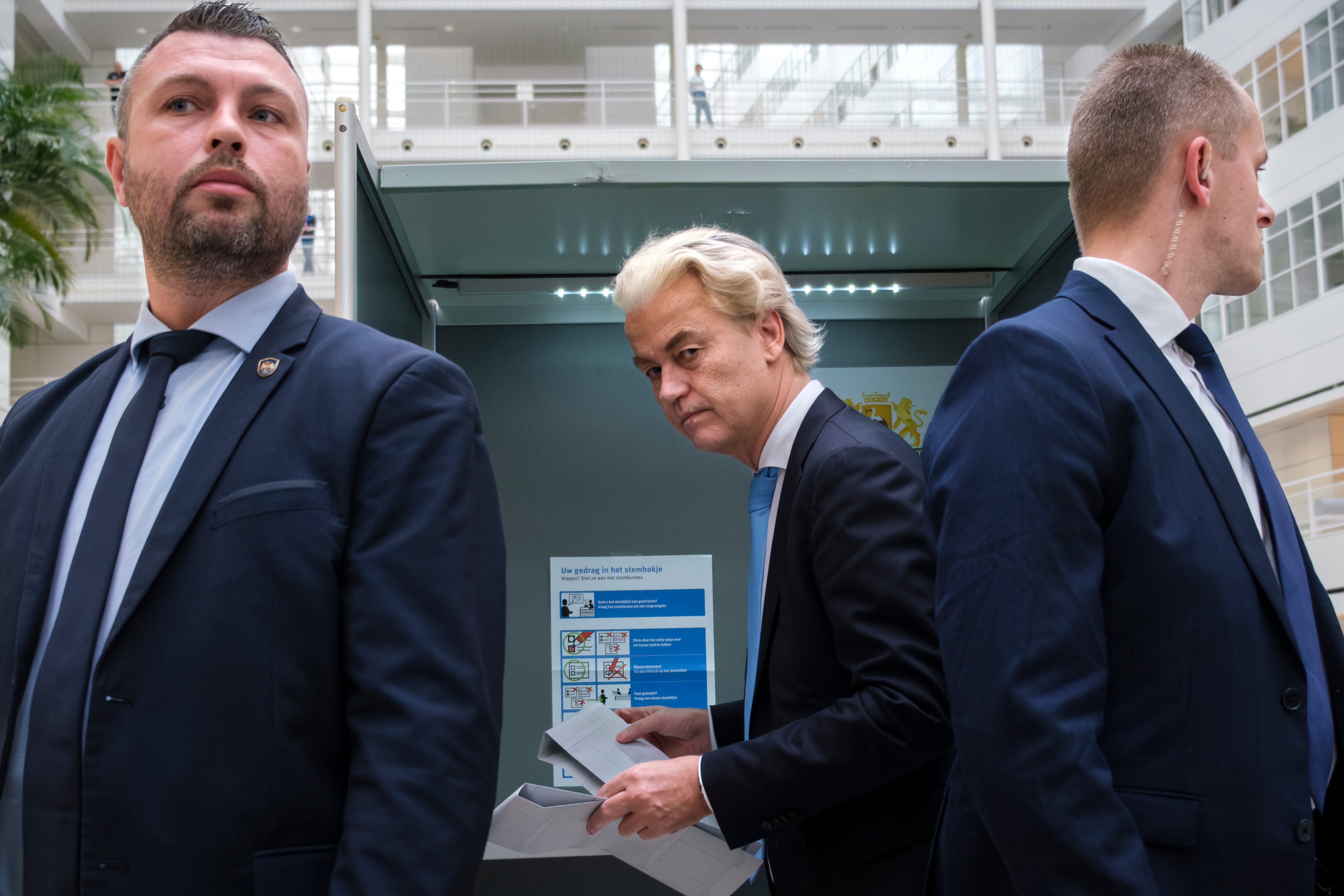 Geert Wilders, leader of the Party for Freedom, known as PVV, casts his ballot in The Hague