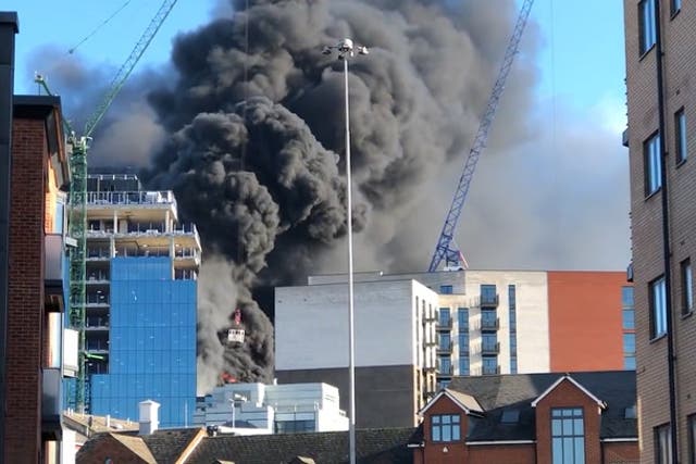 <p>Large plumes of black smoke were seen filling the sky in the area</p>