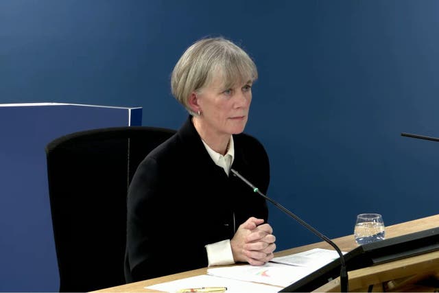 Chief scientific adviser Professor Dame Angela McLean giving evidence to the UK Covid-19 Inquiry (UK Covid-19 Inquiry/PA)