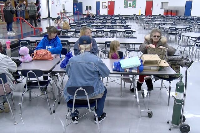 <p>Residents spent the night in a local middle school </p>