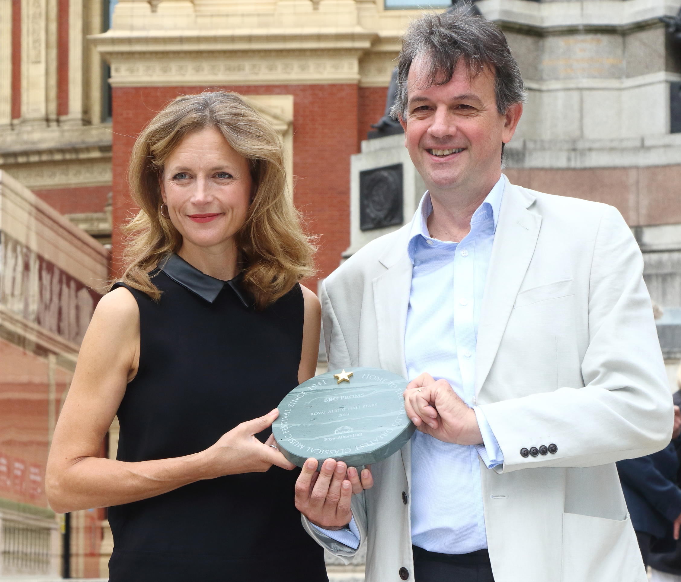 Newscaster Katie Derham and David Pickard at the Royal Albert Hall 'Walk Of Fame' launch, 2018