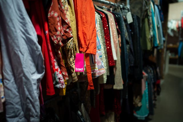 Clothes for sale at the Traid Charity Shop, Dalston, east London (Aaron Chown/PA)