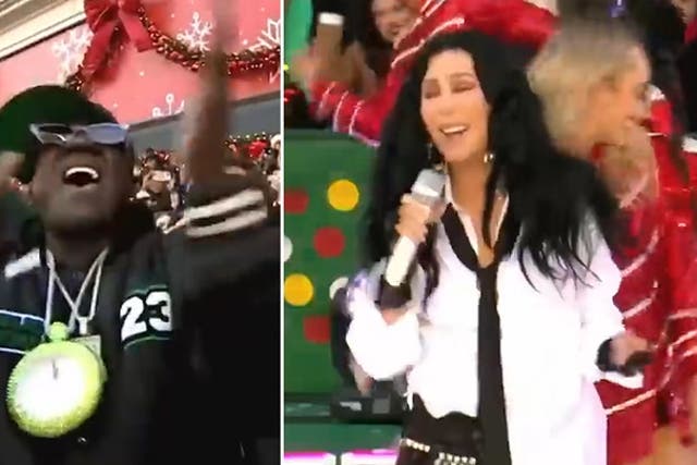 <p>Flavor Flav’s iconic reaction to Cher’s Thanksgiving parade performance.</p>