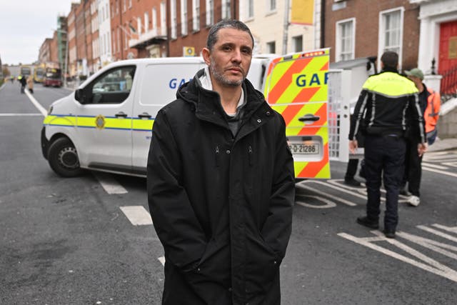<p>Deliveroo driver Caio Benicio, who claimed to have stopped a knife attacker outside a school, poses on Friday in Dublin, Ireland</p>