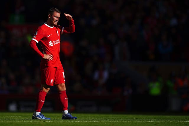 Alexis Mac Allister is Liverpool’s makeshift number six this season (Peter Byrne/PA)