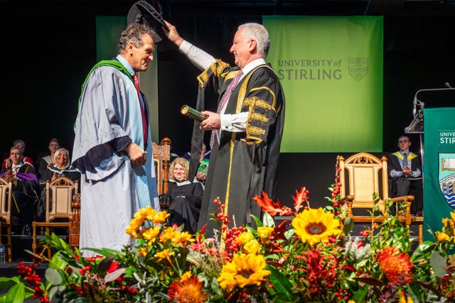 Monty Don received his honorary degree during a ceremony at the university on Friday (Elaine Livingstone/PA)