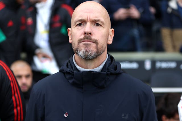 Erik ten Hag has warned his side to be wary of the intensity from a ‘mad’ Everton (Kieran Cleeves/PA)