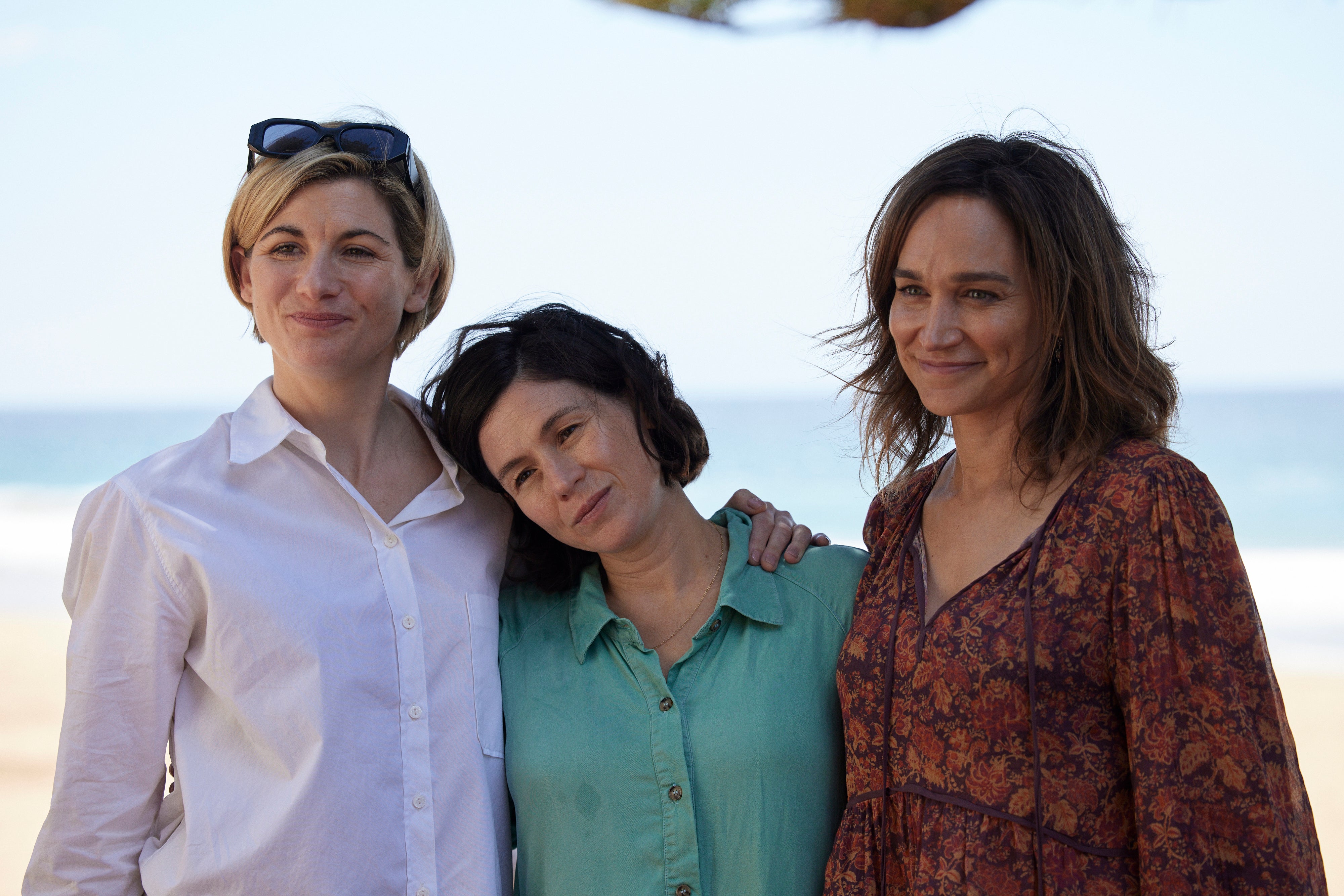 Jodie Whittaker as Tess with Yael Stone (Hat) and Nicole da Silva (Simone) in ‘One Night’