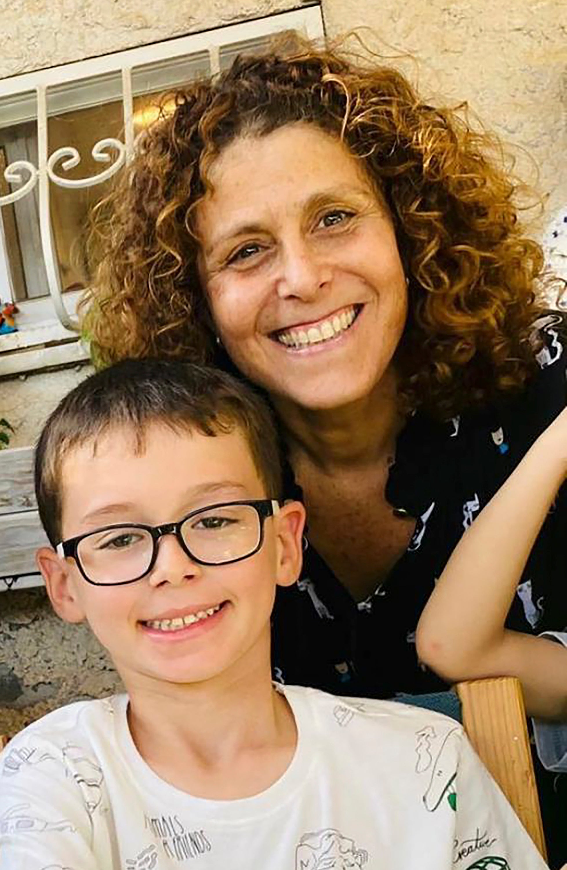 Keren Munder and her nine-year-old son Ohad, who were among those freed after seven weeks