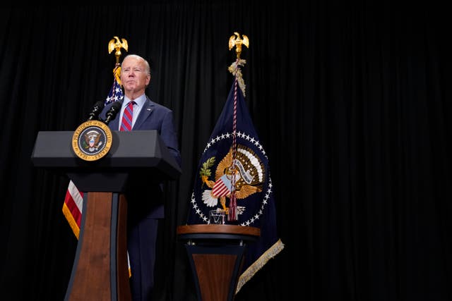 <p>President Joe Biden speaks to reporters on 24 November about hostages freed by Hamas. </p>
