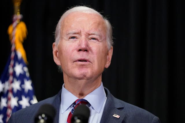 <p>President Joe Biden called for a two-state solution in a press conference about the hostages </p>