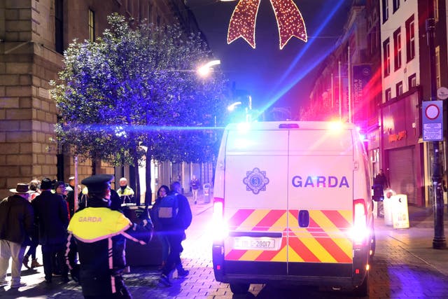 <p>Police patrol central Dublin on Friday</p>