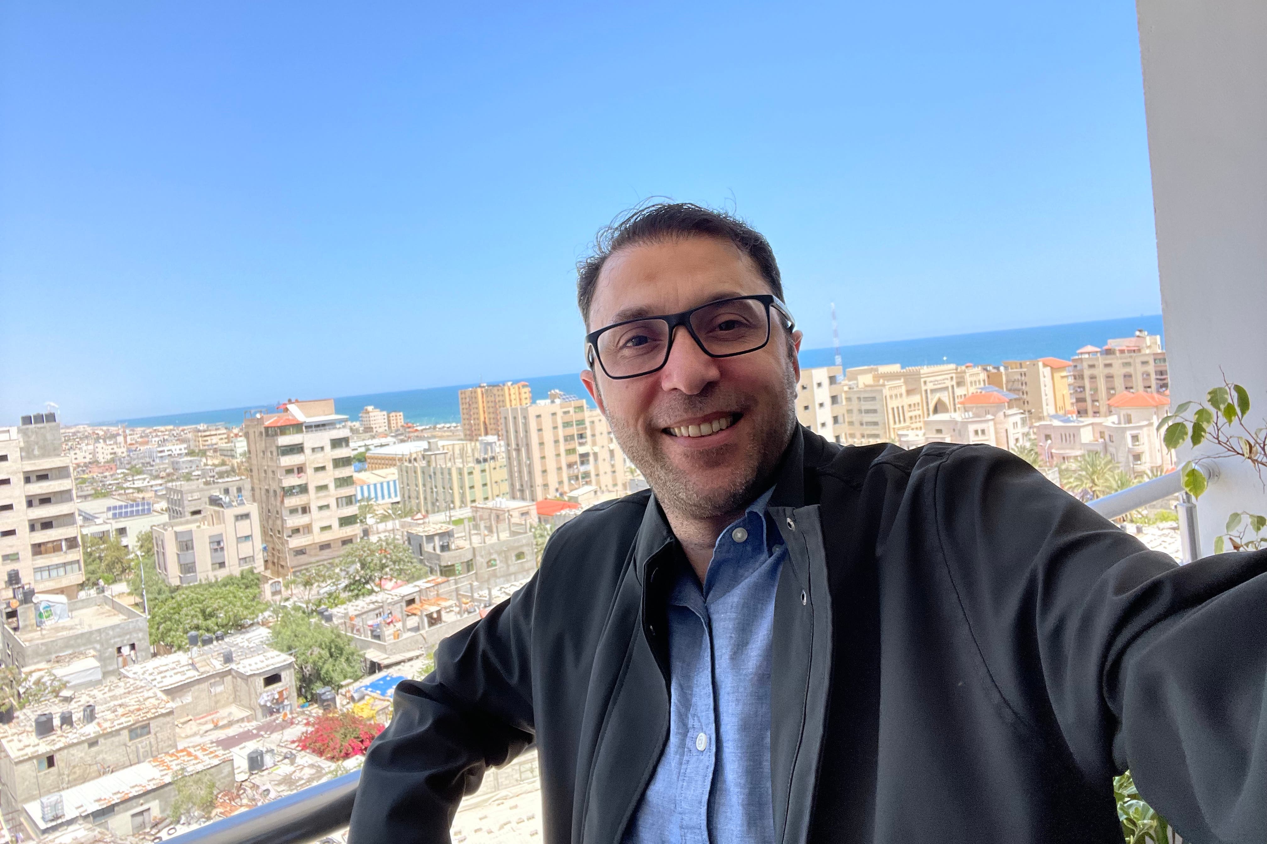 NHS doctor Hazem Alaaraj at his brother’s flat in Gaza which is now destroyed (Hazem Alaaraj/PA)