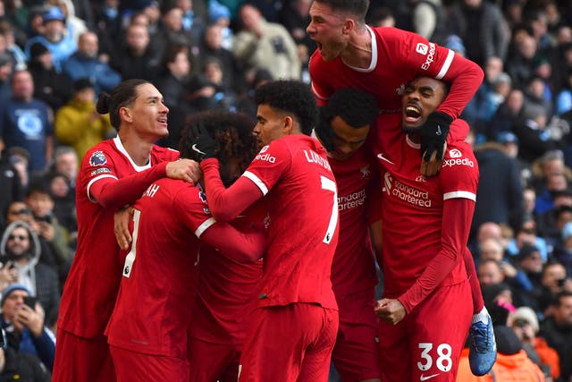 <p>Trent Alexander-Arnold’s equaliser keeps  Liverpool just a point behind Manchester City  </p>