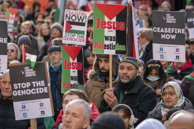 People took part in a Scottish Palestine Solidarity Campaign demonstration in Glasgow (Jane Barlow/PA)