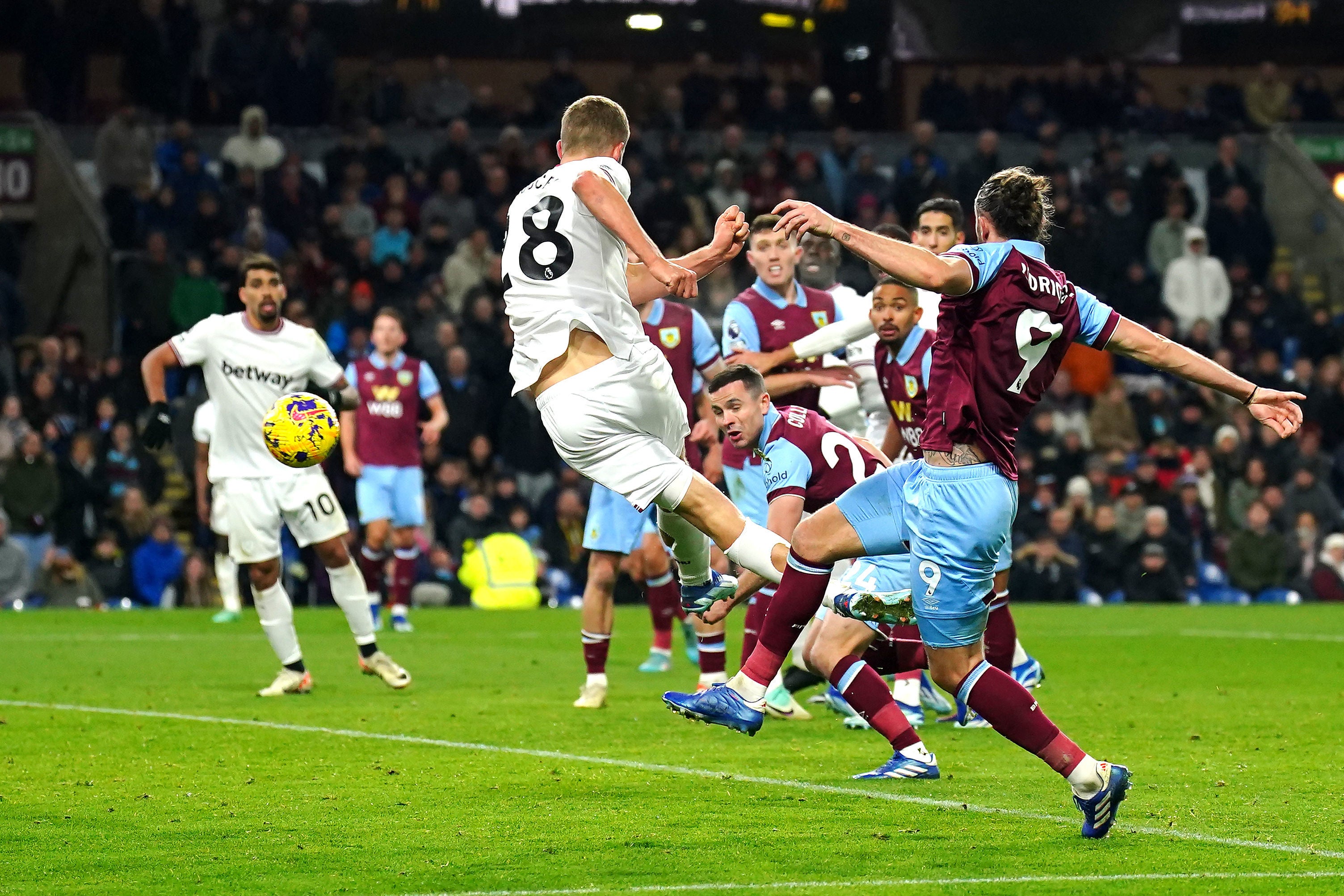 Soucek’s superb volley secured the points for West Ham at Turf Moor