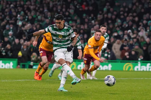 Celtic’s Luis Palma missed from the penalty spot (Andrew Milligan/PA)