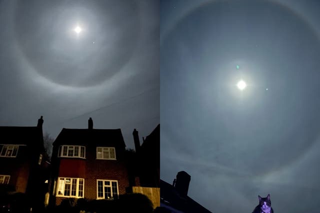 Halo around the moon captured by different people across the country (Simon Collins/Ben Light/PA)