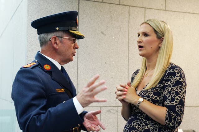 Garda Commissioner Drew Harris (left) with Minister for Justice Helen McEntee (Brian Lawless/PA)